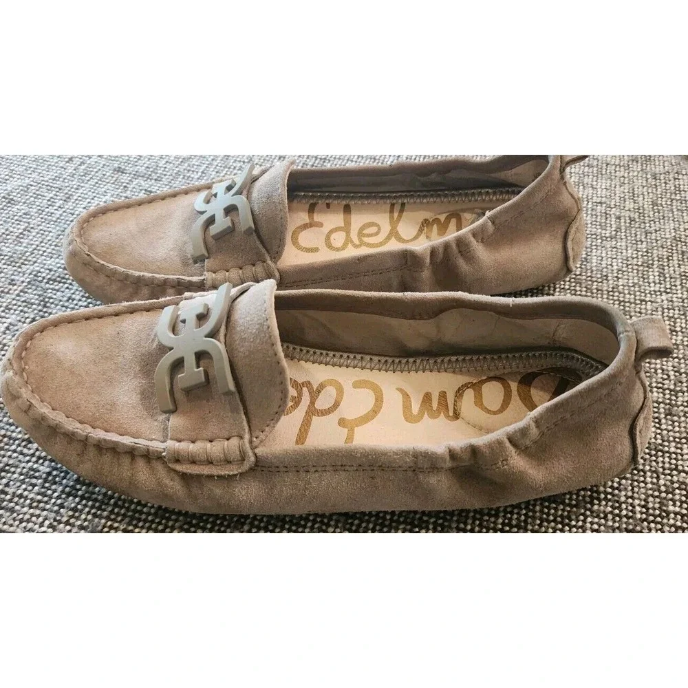 Sam Edelman Farrell Suede‎ Driving Moccasin Loafers 6.5 Gray Tan EUC